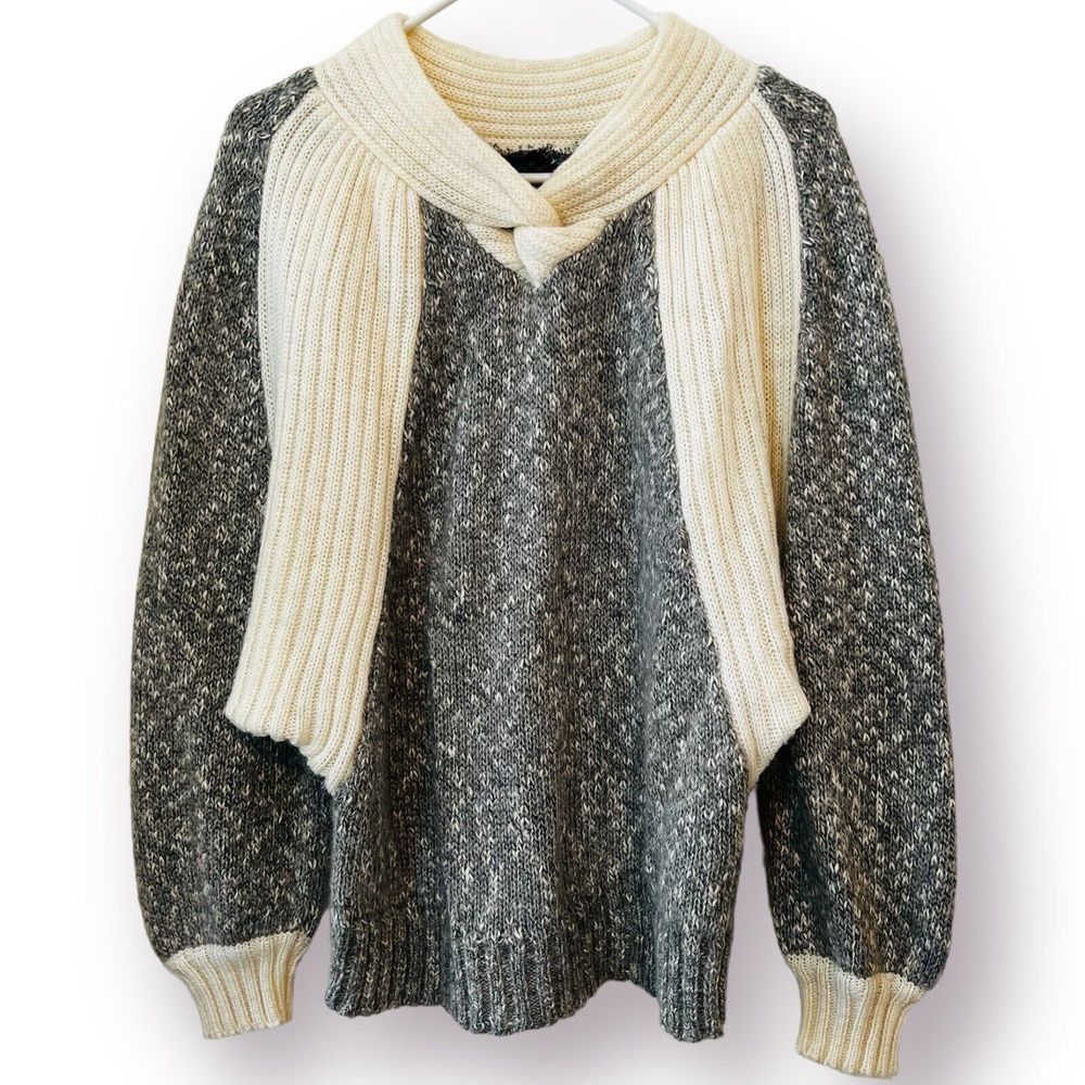 Vintage MiKi by Majestic Wool Blend Sweater Woman’s Small EU 44 Cream Gray Knit
